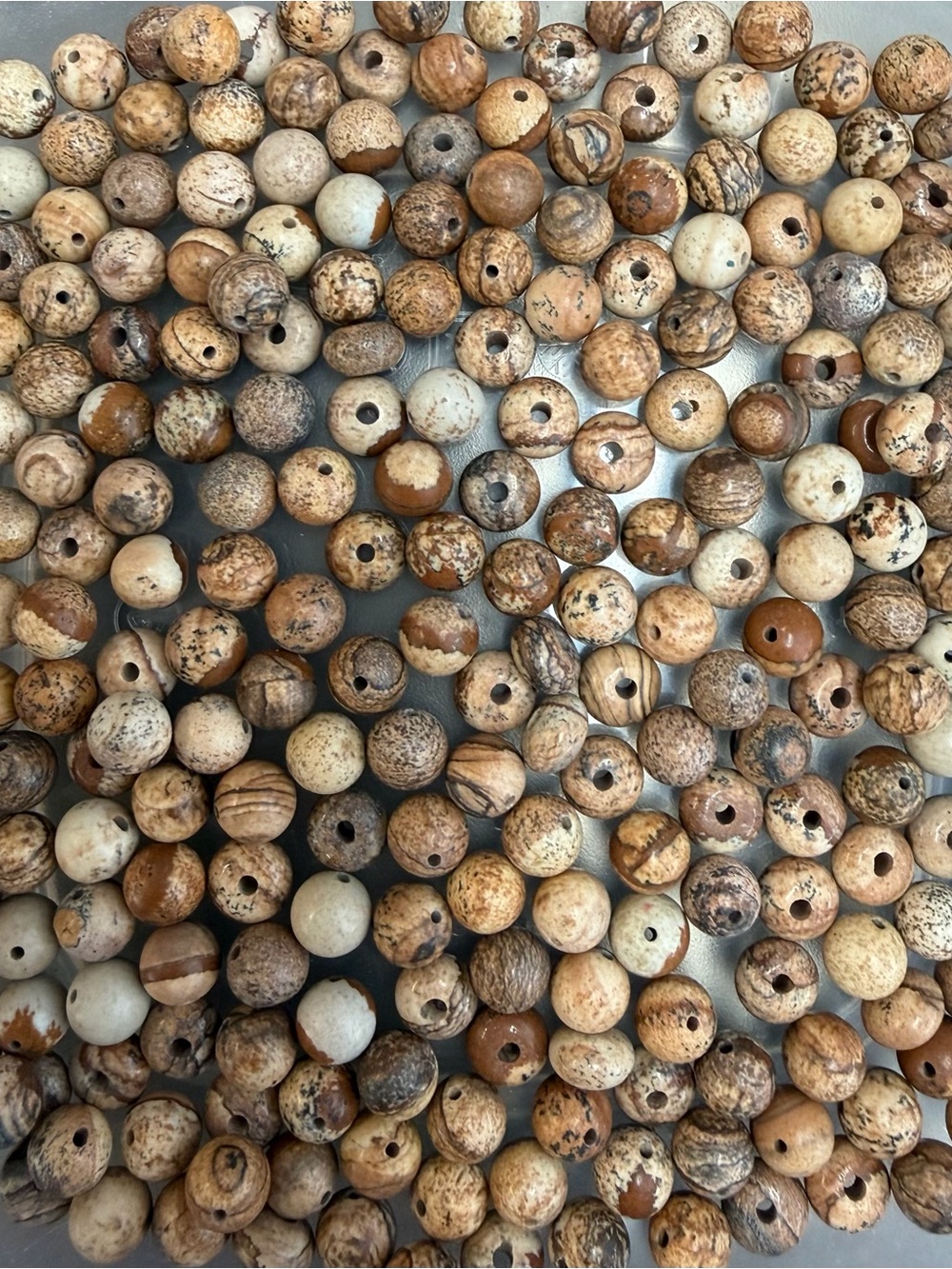 Natural Picture Jasper Bead - Brown/Beige